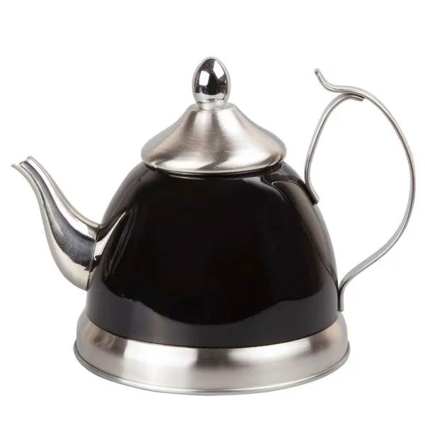 Creative Home Nobili-Tea 1.0 Qt. Stainless Steel Tea Kettle with Removable Infuser Basket, Filter Black