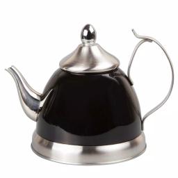 Creative Home Nobili-Tea 1.0 Qt. Stainless Steel Tea Kettle with Removable Infuser Basket, Filter Black thumbnail 1
