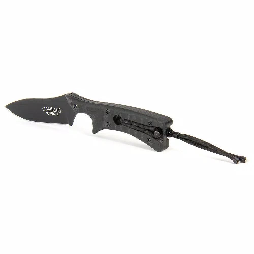 Camillus Tyrant 3 in. D2 Steel Drop Point Fixed Blade Knife with Built-in Sharpener