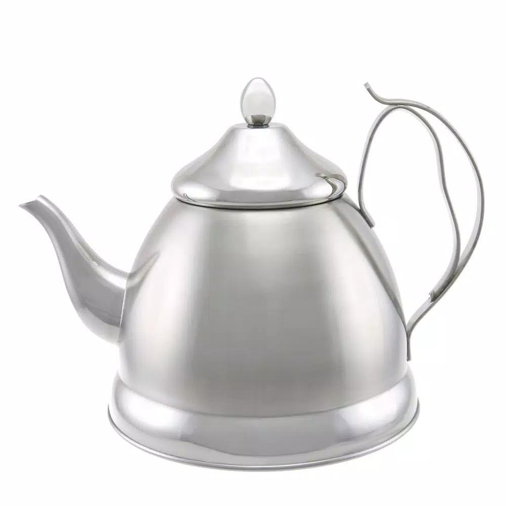 Creative Home Nobili-Tea 8-Cup Brushed Stainless Steel Tea Kettle with Removable Infuser Basket