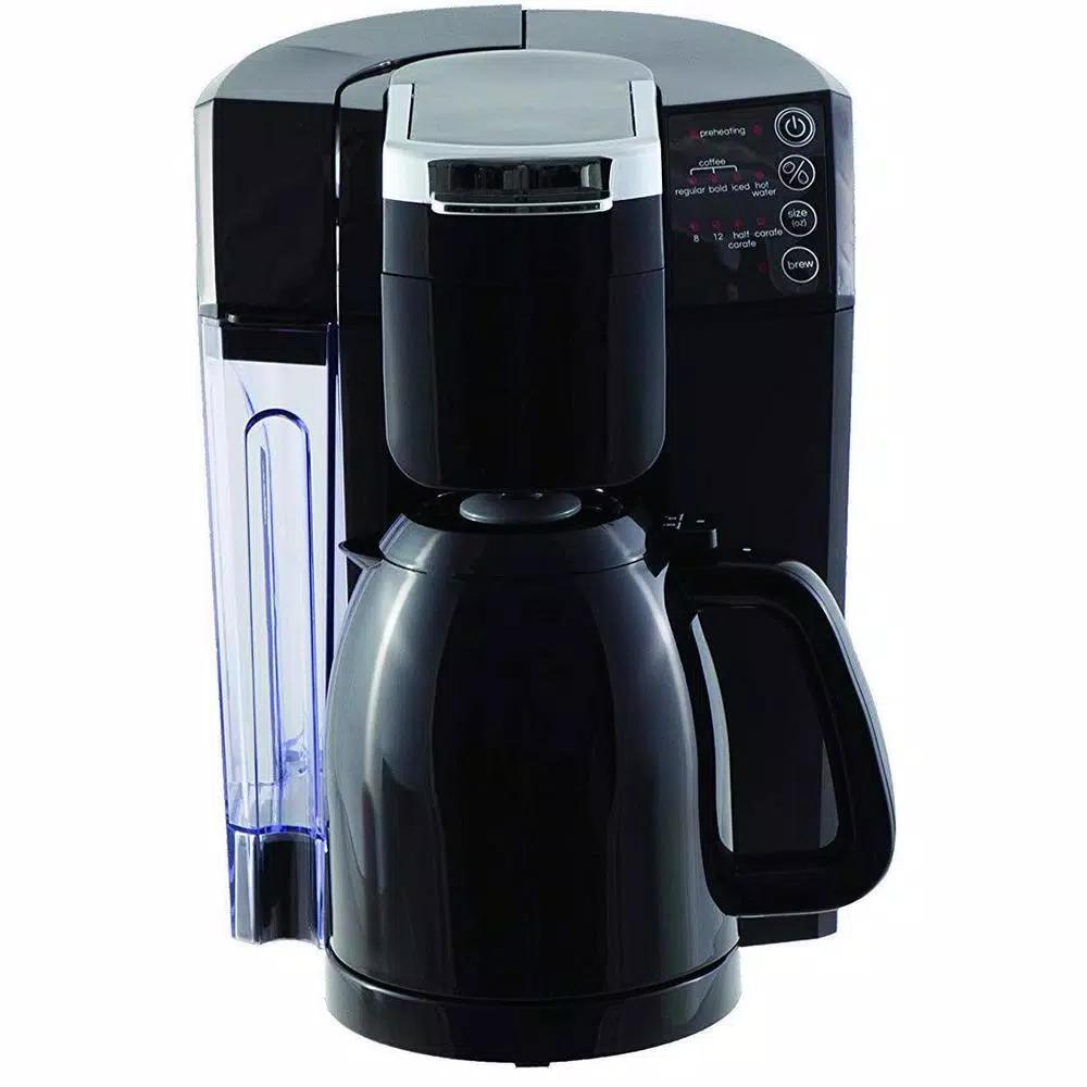 NuWave Bruhub Black Single Serve Coffee Maker with 42 oz. Carafe and Hot Water Function