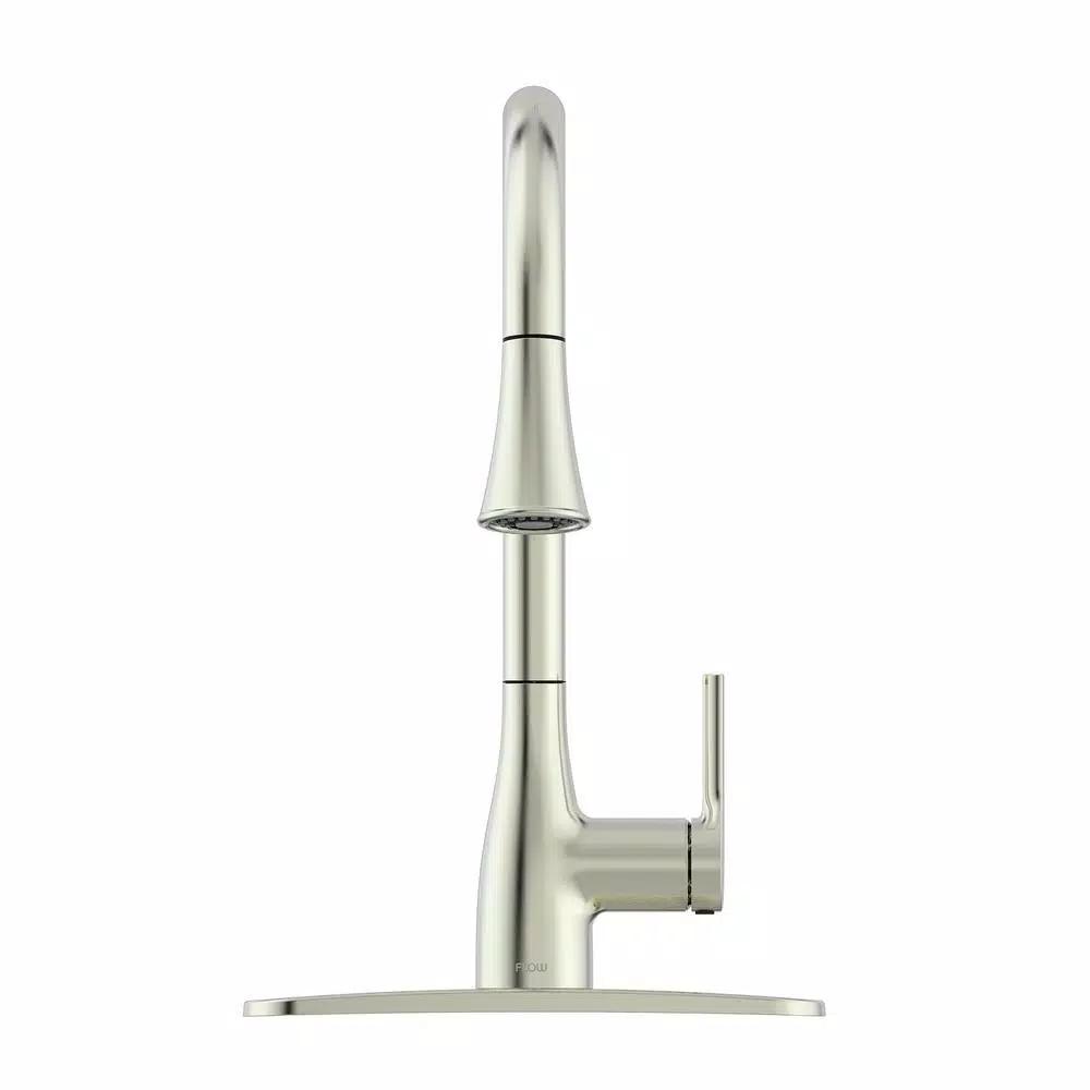 FLOW Series Classic Single-Handle Pull Down Kitchen Faucet, Brushed Nickel