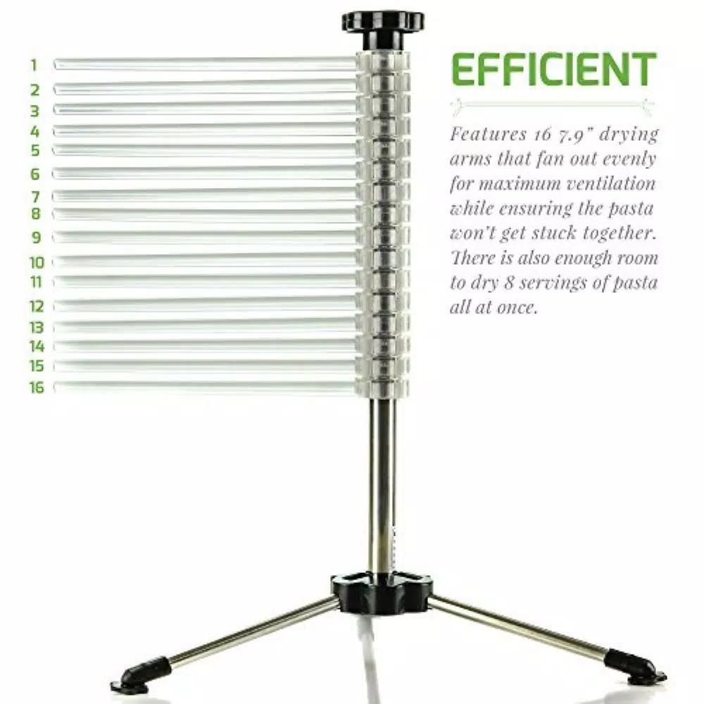 Ovente BPA-Free Acrylic Pasta Drying Rack with Spiral Wand and Sturdy 3-Legged Base