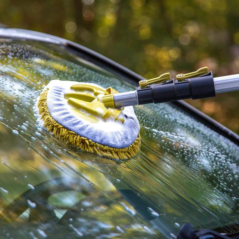 DocaPole 7 ft. to 30 ft. Telescopic Car Wash Cleaning Kit with Extension Pole, Squeegee, and Microfiber Mitts