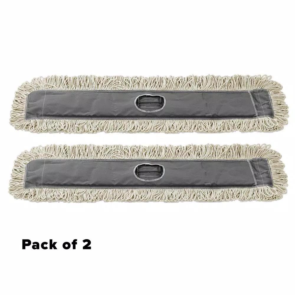 Alpine Industries 36 in. Cotton Dust Dry Mop Replacement Heads, 2-Pack