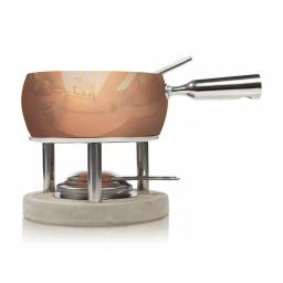 Boska Exclusive Collection 6-Piece Stainless Steel Fondue Set with Copper Finish and Concrete Base thumbnail 2