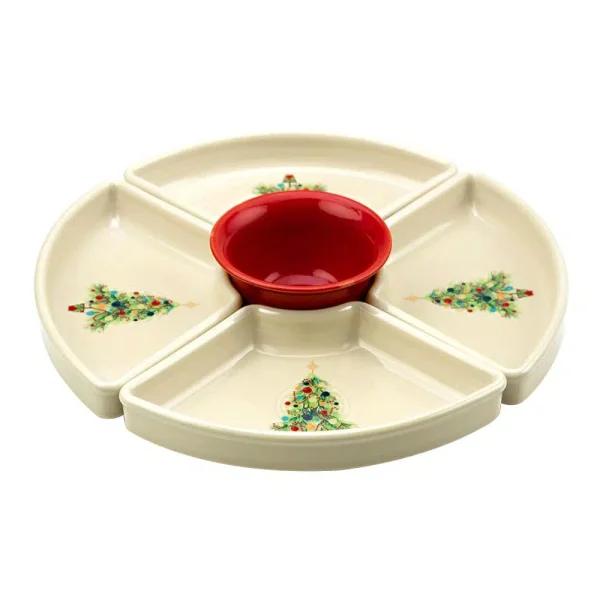 Fiesta Multi-Colored Christmas Tree 5-Piece Ceramic Divided Serving Dishes Set