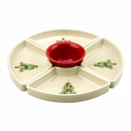 Fiesta Multi-Colored Christmas Tree 5-Piece Ceramic Divided Serving Dishes Set thumbnail 1