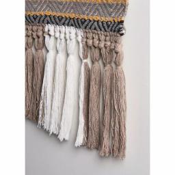 LR Home Trellis Neutral Black and Gray Geometric Fringe Wall Tapestry - Hand-Loomed Cotton Wall Hanging thumbnail 6