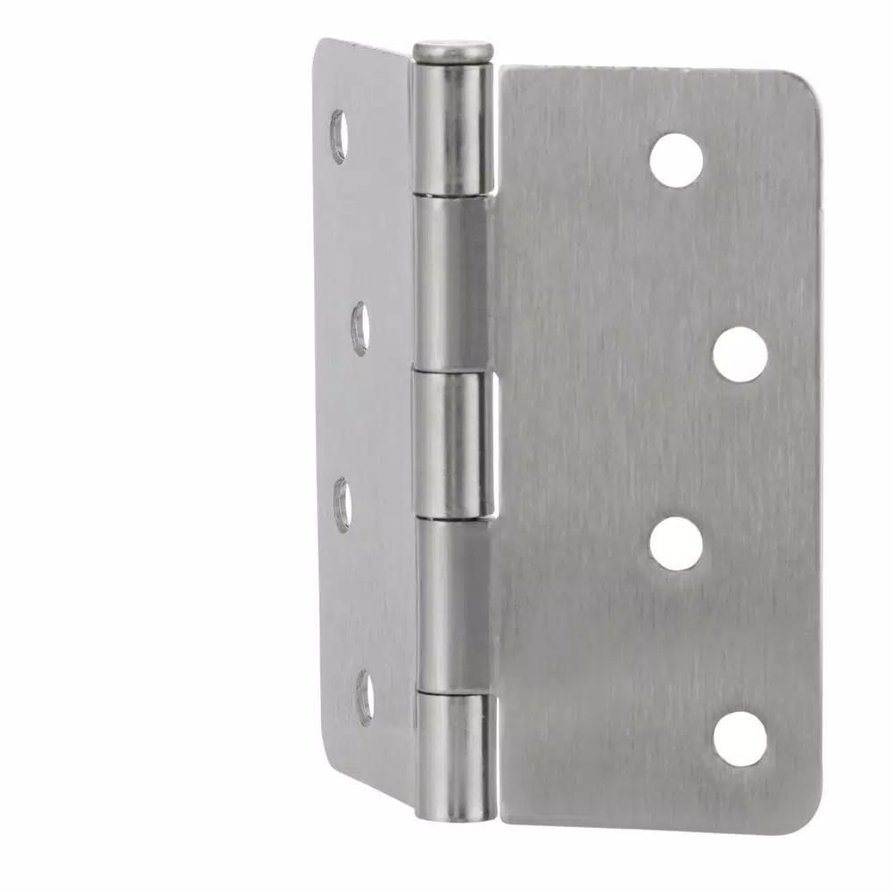 Design House 4 in. x 1/4 in. Radius Satin Nickel Steel Door Hinge Value Pack (3-Pack)