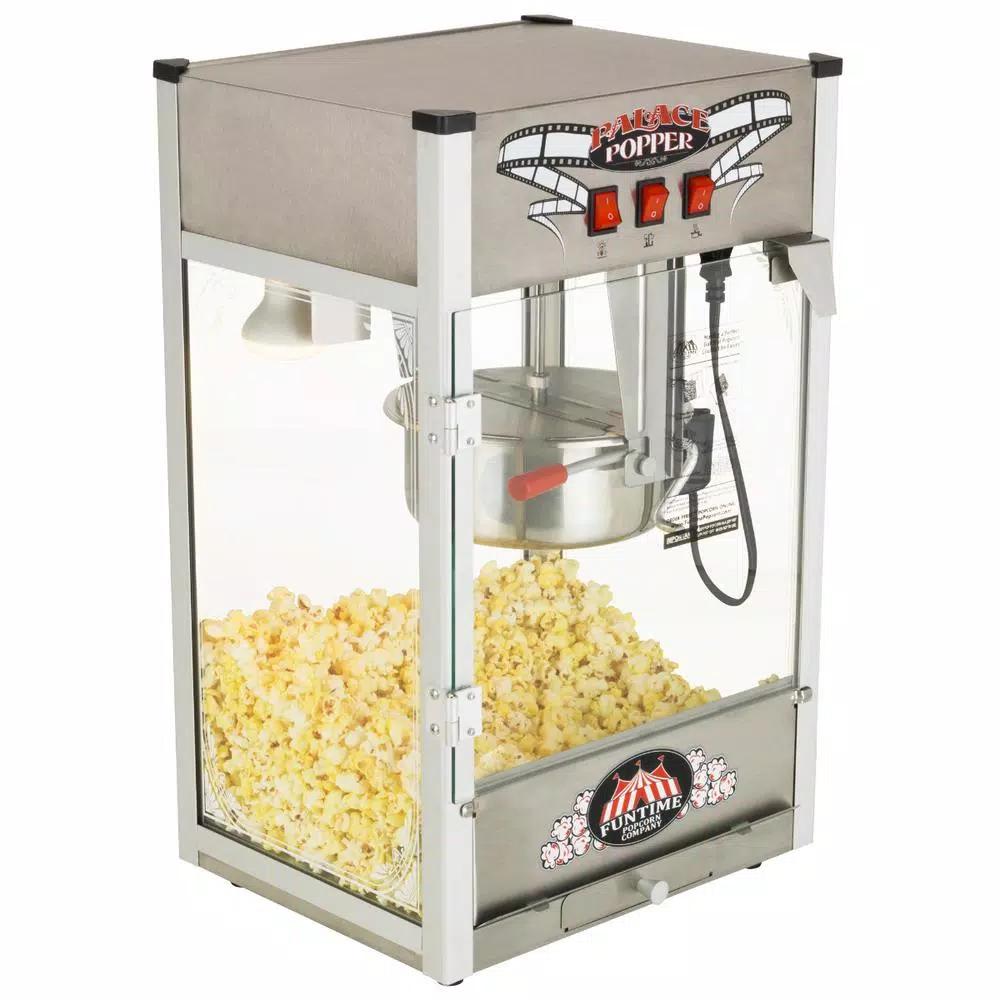Funtime Palace Popper 8 oz. Hot Oil Kettle Popcorn Machine, Stainless Steel Countertop Popper
