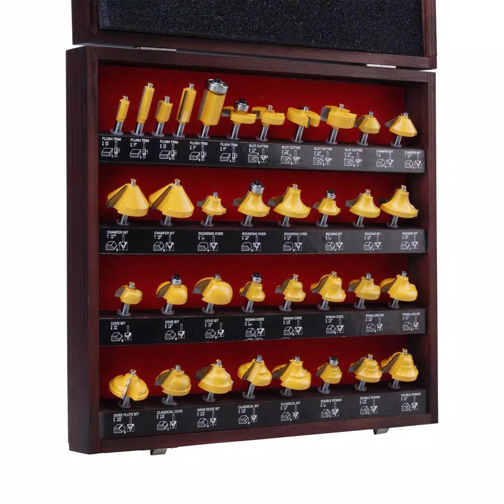 Professional Woodworker 35-Piece Router Bit Set with 1/4 in. Shanks and Tungsten Carbide Steel Blades