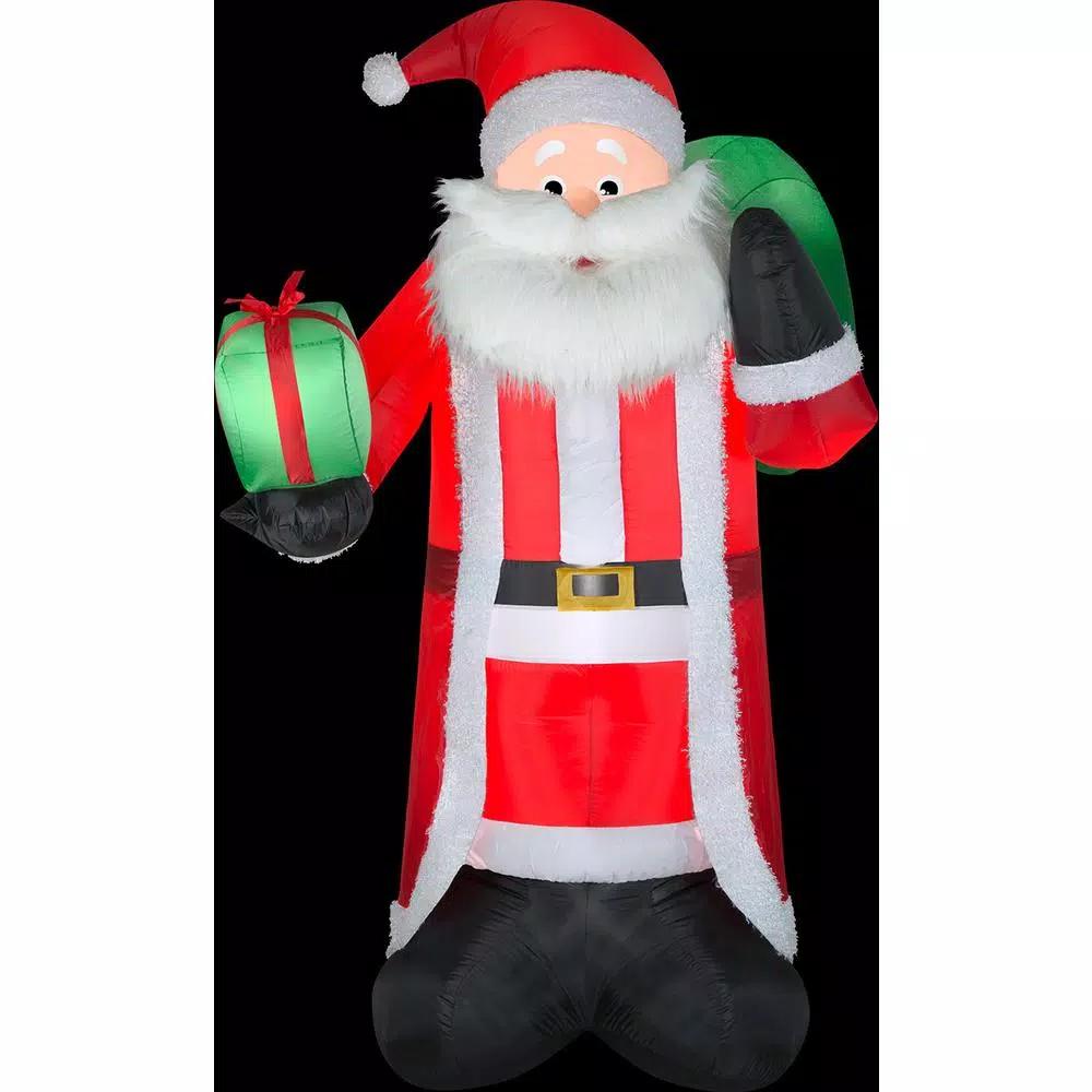 Gemmy 8 ft. Tall Airblown Inflatable Santa with Fuzzy Plush Fabric and LED Lights