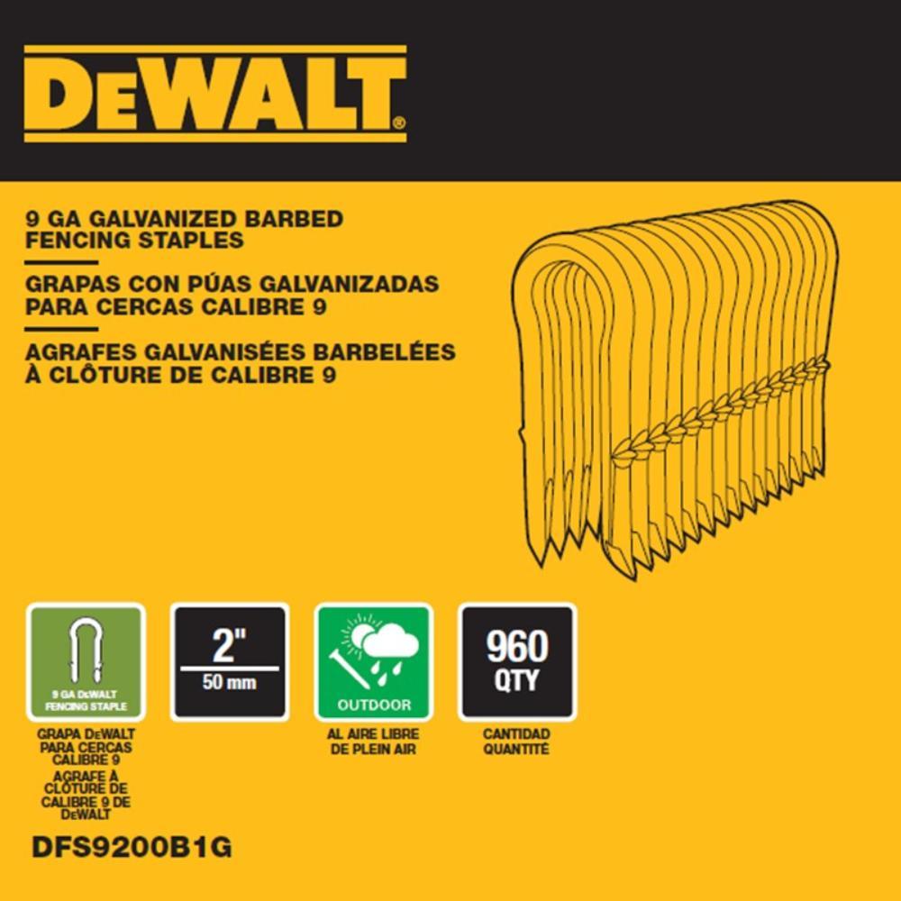 DEWALT 2 in. 9-Gauge Galvanized Barbed Paper Tape Fencing Staples, 960 Count