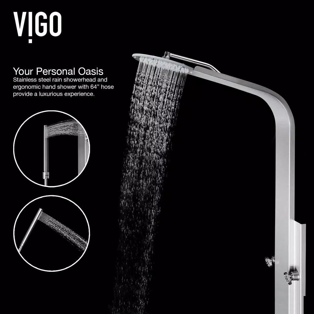 VIGO Mateo 59.5 in. Stainless Steel 6-Jet High Pressure Shower Panel System