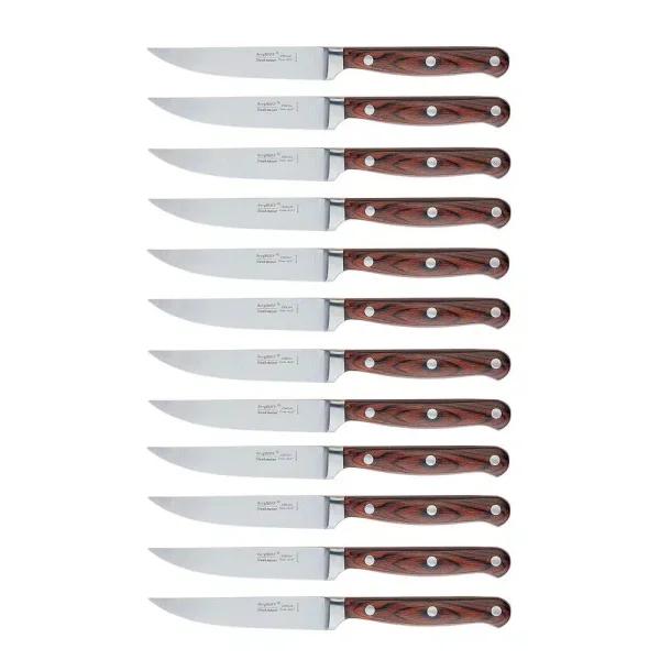 BergHOFF Pakka Wood 12-Piece Stainless Steel Steak Knife Set with Full Tang Construction