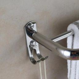 Unbranded 23.5 in. Stainless Steel Towel Rail with 2 Hooks, Chrome Polished Bathroom Towel Rack thumbnail 3