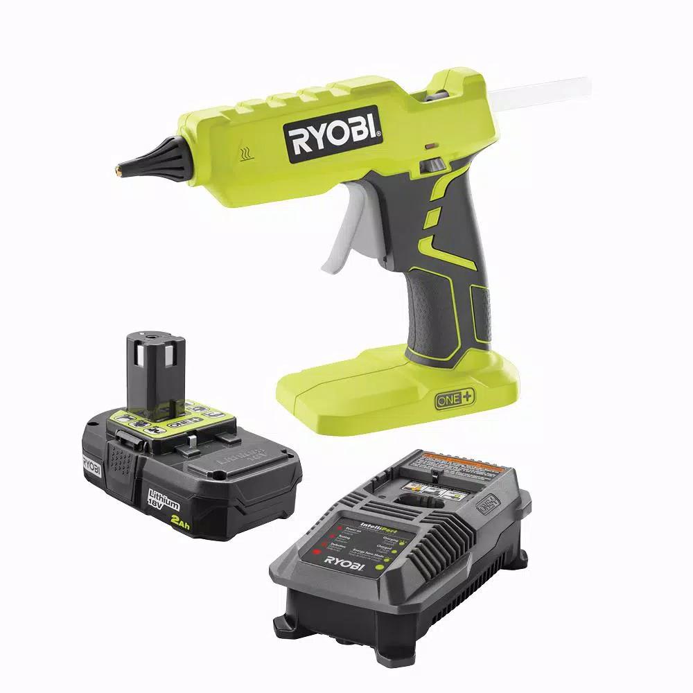 RYOBI 18V ONE+ Cordless Full Size Glue Gun Kit with 2.0 Ah Battery and Charger