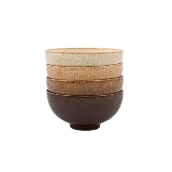 Denby Studio Craft Rice Bowl Set, 4-Piece Handcrafted Clay Serving Bowls