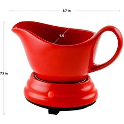 Ovente 16 oz. Red Electric Gravy Warmer with Detachable Ceramic Boat thumbnail 7