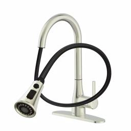 FLOW Series Classic Single-Handle Pull Down Kitchen Faucet, Brushed Nickel thumbnail 4