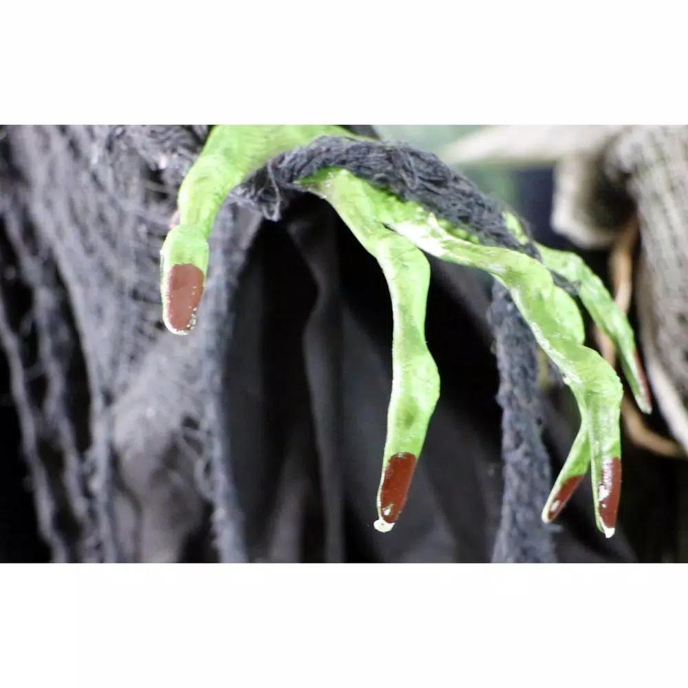 Haunted Hill Farm 6.5 ft. Animatronic Wicked Witch Halloween Prop with Sound and Light