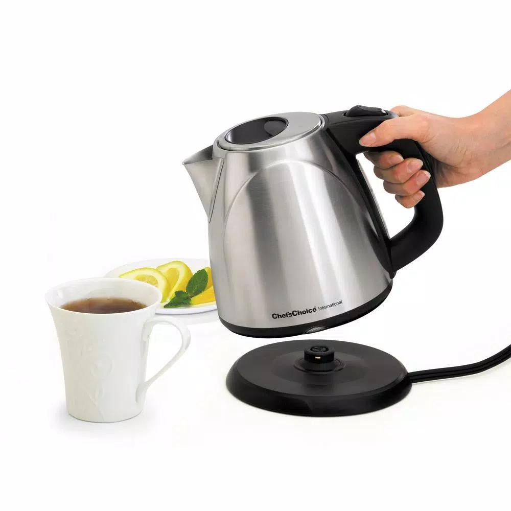 Chef'sChoice 4-Cup Cordless Stainless Steel Electric Kettle, 1500W, Automatic Shut-Off
