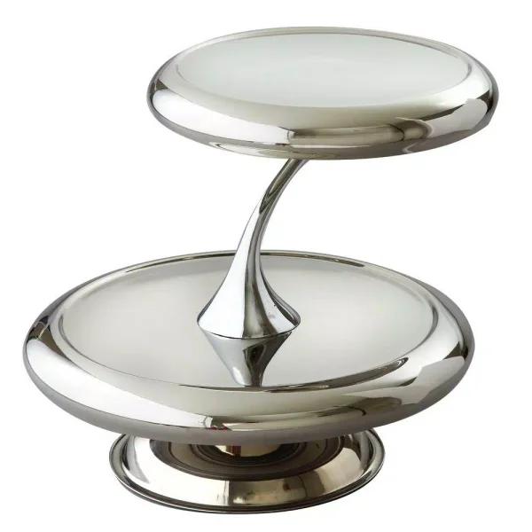 Heim Concept Silver Round Metal Cake and Tiered Stand, 10 inch