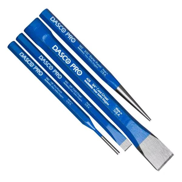 Dasco Pro 4-Piece Punch and Chisel Kit, Heat Treated High Carbon Steel, Made in USA