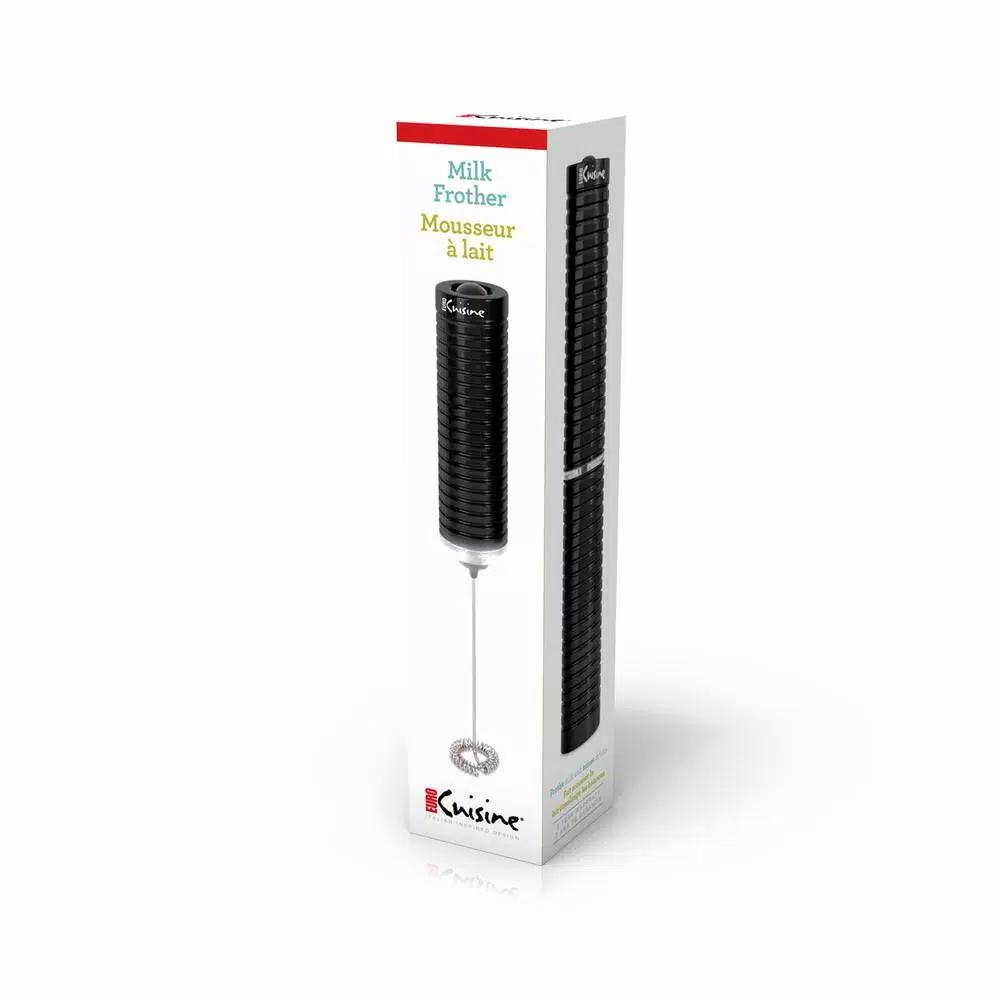 Euro Cuisine Handheld Milk Frother with LED Light, Black