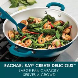 Rachael Ray Create Delicious 14.25-Inch Aluminum Nonstick Wok, Teal Shimmer thumbnail 2