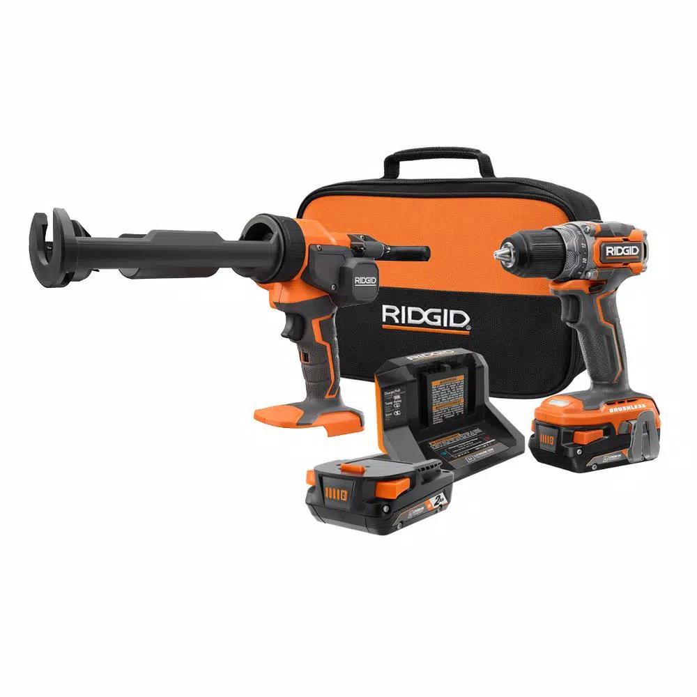 RIDGID 18V Brushless SubCompact 1/2 in. Drill/Driver & 10 oz. Caulk Gun Combo Kit