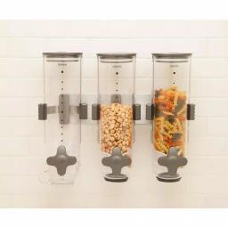 Honey-Can-Do SmartSpace Edition Wall-Mounted Triple Cereal Dispenser - Stainless Steel Dry Food Dispenser thumbnail 5