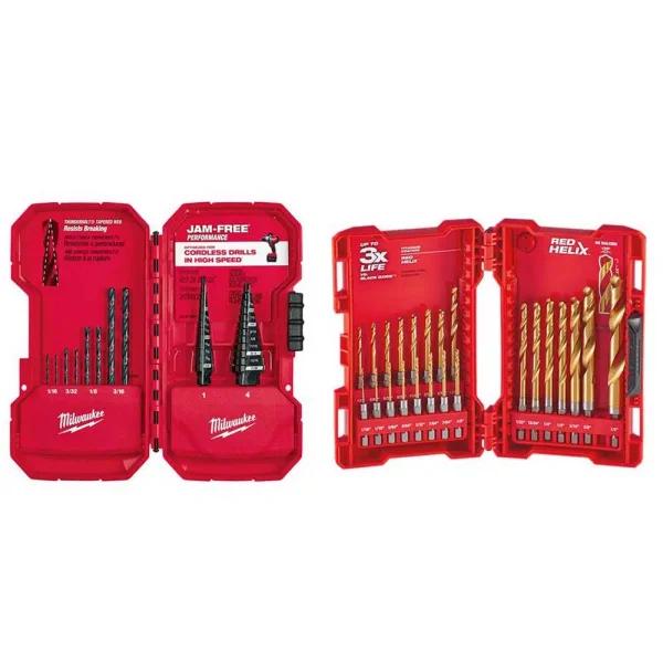 Milwaukee 33-Piece Black Oxide Step and Titanium SHOCKWAVE Drill Bit Set