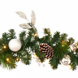 Nearly Natural 9 ft. Pre-lit Artificial Christmas Garland with Ornaments and Pinecones, 50 Clear LED Lights, Battery Operated thumbnail 4