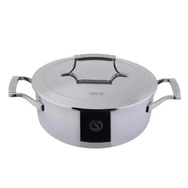 Saveur Selects 4 qt. Tri-Ply Stainless Steel Chef's Pan with Lid