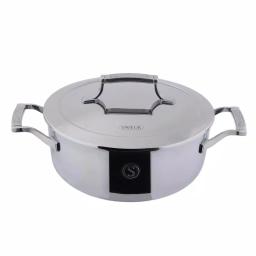 Saveur Selects 4 qt. Tri-Ply Stainless Steel Chef's Pan with Lid thumbnail 1