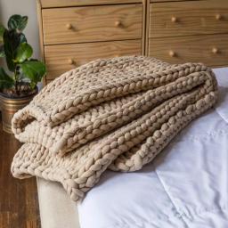 DONNA SHARP Taupe Chunky Knit Acrylic Throw Blanket, 40 x 50 in thumbnail 1