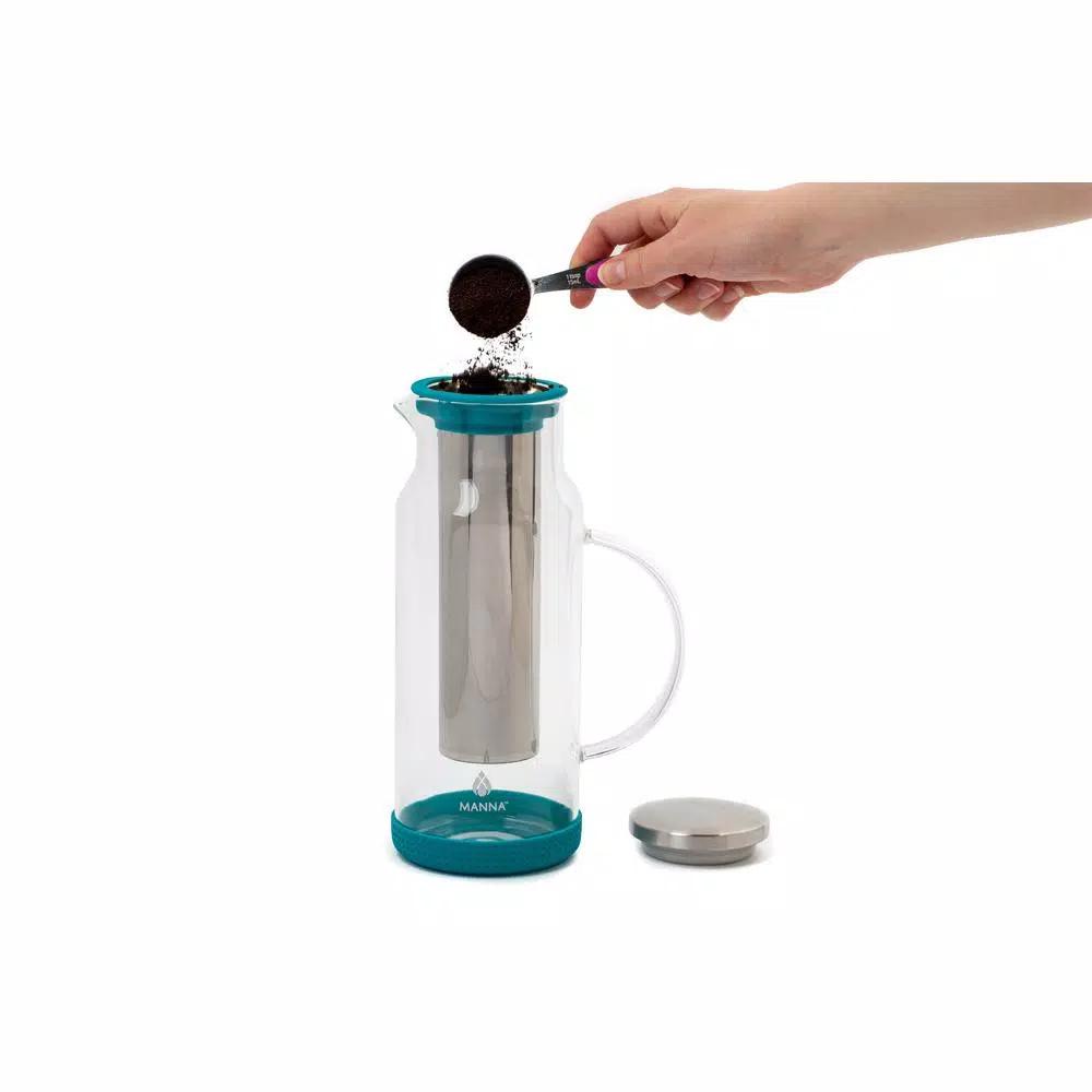 Manna 5-Cup Cold Brew Coffee Pitcher, 47 fl. oz. Onyx Black with Stainless Steel Mesh Filter