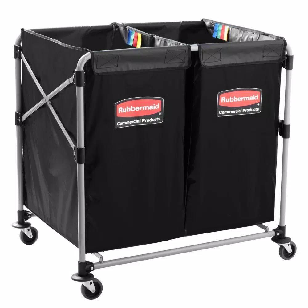 Rubbermaid Commercial Products Executive 8-Bushel Collapsible Multi-Stream X-Cart with Stainless Steel Frame
