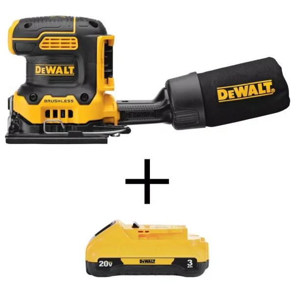 DEWALT 20V MAX XR Brushless 1/4 Sheet Variable Speed Cordless Sander with 3.0 Ah Battery
