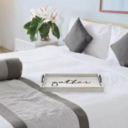 Elegant Designs Gather Gray Wash Decorative Wood Serving Tray with Black Metal Handles thumbnail 7