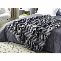 Unbranded Caron Navy Reversible Faux Fur and Micromink Throw Blanket, 50 in. x 60 in. thumbnail 3
