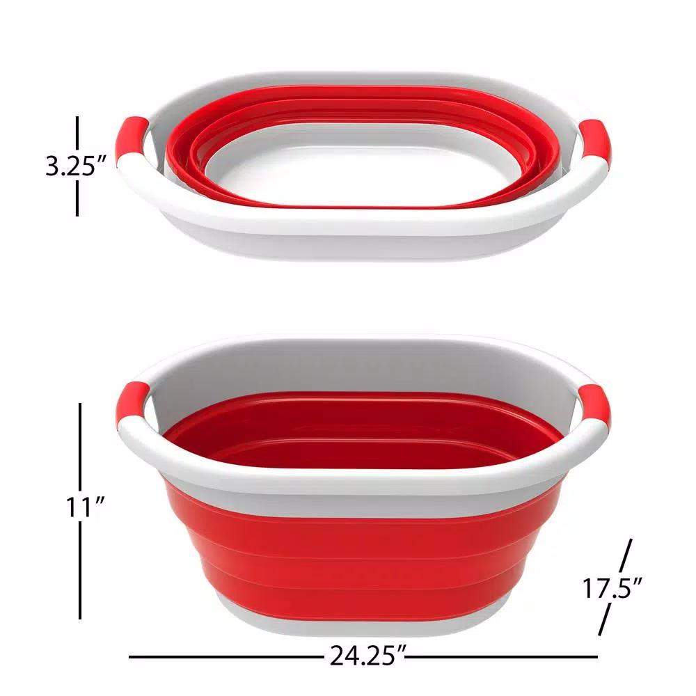 Lavish Home Red Collapsible Multi-Use Laundry Basket with Comfort Grip Handles