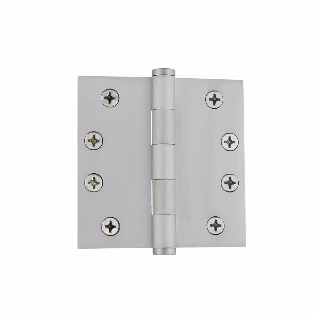 Grandeur 4 in. Satin Nickel Heavy-Duty Butt Door Hinge with Square Corners