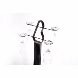 Vintiquewise Vintage Guitar Shaped Wine Holder - 9 Bottle Wood and Metal Freestanding Wine Rack with Glass Storage thumbnail 4