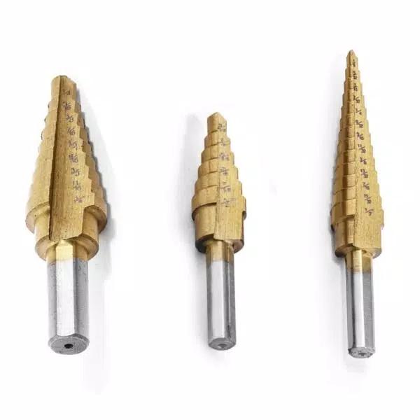 Stark 3-Piece Titanium Coated HSS Heavy Impact Step Drill Bit Set
