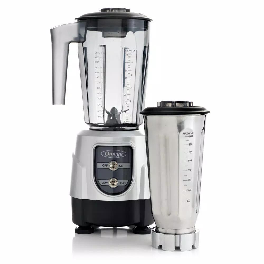 Omega 1 HP 48 oz. 2-Speed Silver Blender Combo Pack