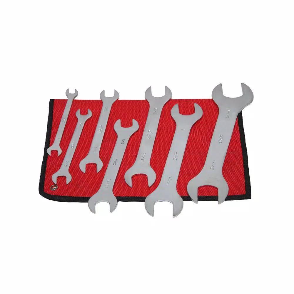 Grand Rapids Industrial Products Grip 7-Piece SAE Super Thin Open End/Box End Wrench Set with Storage Pouch