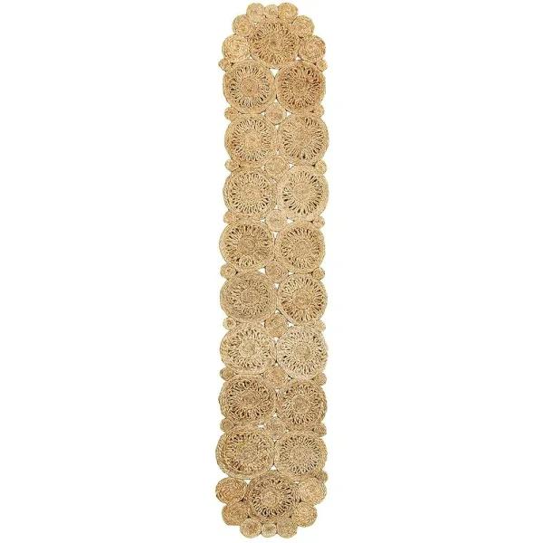 LR Resources Natural Jute Rectangle Indoor Table Runner, 16 in. x 80 in., Bohemian Farmhouse Style